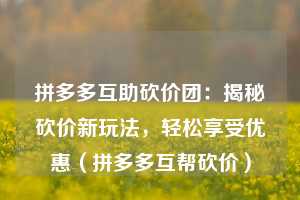 拼多多互助砍价团：揭秘砍价新玩法，轻松享受优惠（拼多多互帮砍价）  第1张