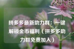 拼多多最新助力群:一键解锁金币福利(拼多多助力群免费加入) 第1张 拼多多最新助力群:一键解锁金币福利(拼多多助力群免费加入) 第1张