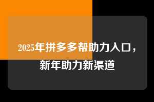 2025年拼多多帮助力入口，新年助力新渠道  拼多多助力 拼多多推金币 拼多多推金币助力 拼多多助力平台 拼多多助力项目 拼多多助力平台网站 赚钱项目 暑假赚钱项目 拼多多赚钱 第1张