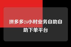 拼多多24小时业务自助自助下单平台  第1张