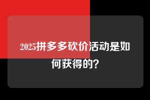 2025拼多多砍价活动是如何获得的？  拼多多助力 拼多多助力平台网站 拼多多刷助力平台网站 拼多多助力平台网站在线刷 拼多多助力平台 第1张