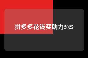 拼多多花钱买助力2025  第1张