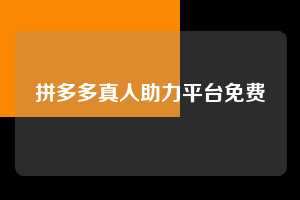 拼多多真人助力平台免费  第1张