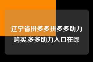 辽宁省拼多多拼多多助力购买,多多助力入口在哪  拼多多助力购买 真人助力 极速砍价 第1张
