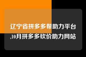 辽宁省拼多多帮助力平台,10月拼多多砍价助力网站  拼多多首刀助力 新用户福利 首刀技巧 第1张