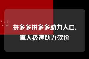 拼多多拼多多助力入口,真人极速助力砍价  拼多多首刀助力 自助自助下单 24小时 第1张