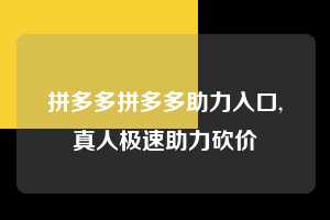 拼多多拼多多助力入口,真人极速助力砍价  拼多多首刀助力 自助自助下单 24小时 第1张