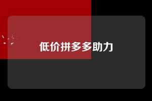 低价拼多多助力